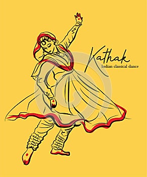 Indiano classico danza schizzo O vettore illustrazioni 